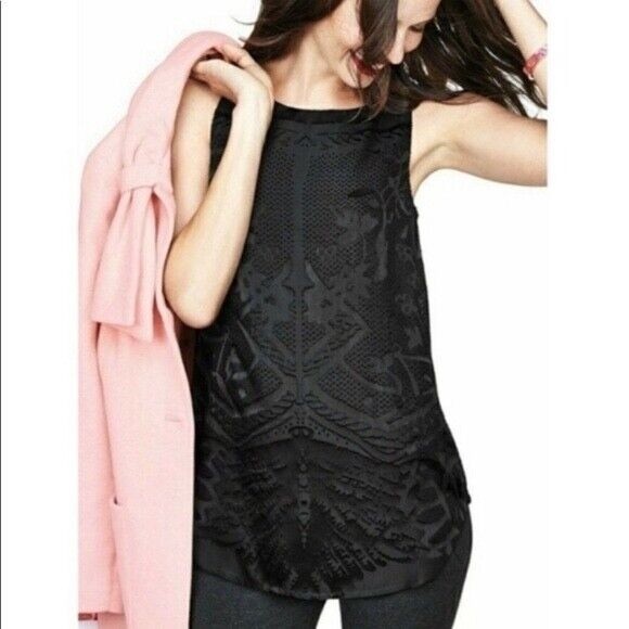CAbi Tops - CAbi Holiday Jubilee Top Black Burnout Detail Womens Shell Blouse M Style# 148